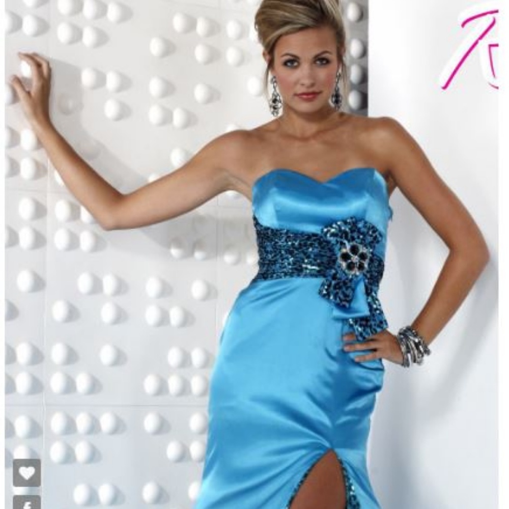 NWT Riva R9488 Turquoise Black Prom Gown